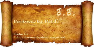 Benkovszky Bató névjegykártya